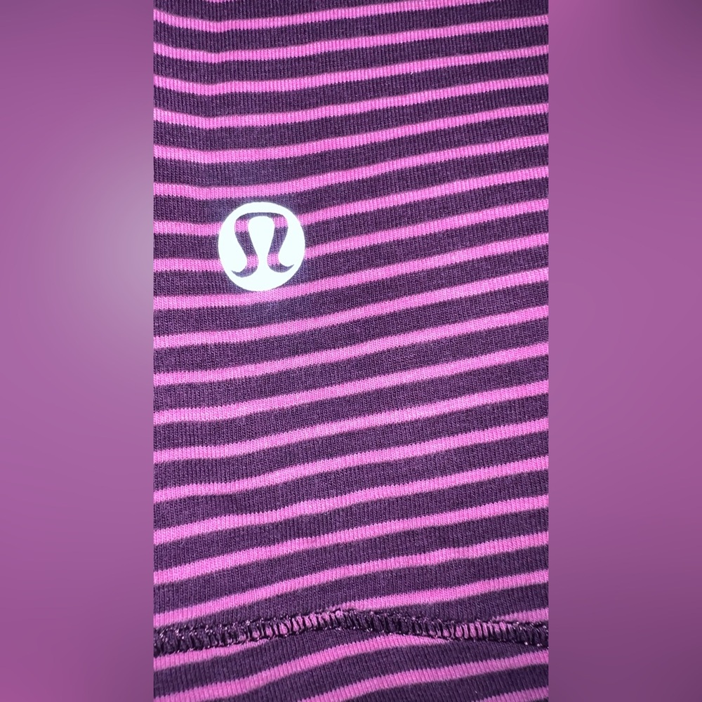 lululemon athletica purple and black striped Long Sleeve Top size M - Picture 7 of 7